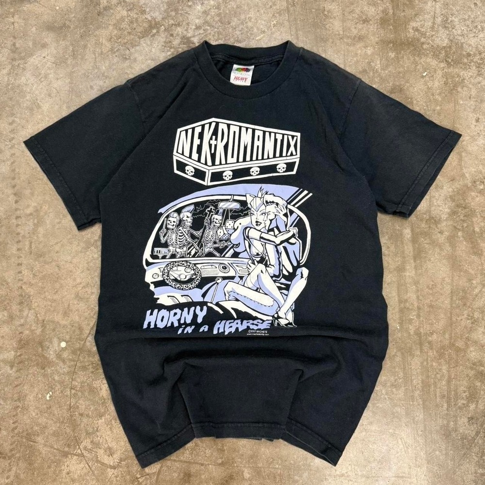 Y2K 2009‎ Nek-Romantix "Horny In A Hearse" Band Tee Size S